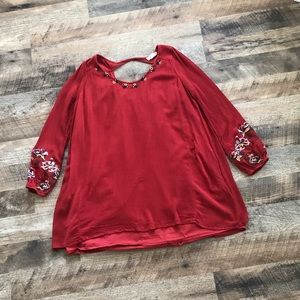 Altar’d State Burt Orange Boho Longsleeve Tunic Size Small